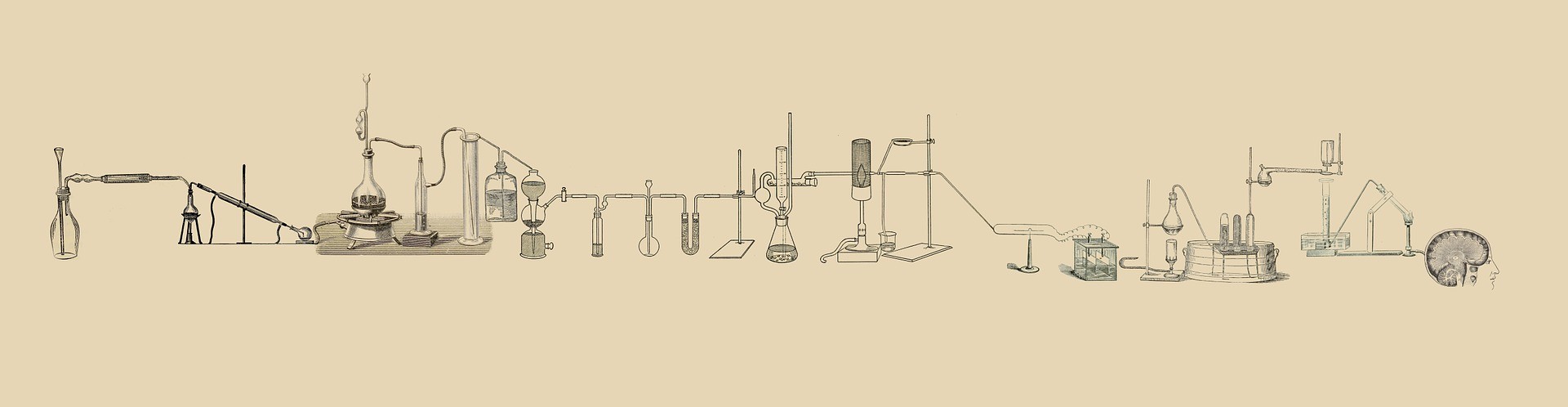 An image that portrays many different tools used in chemistry