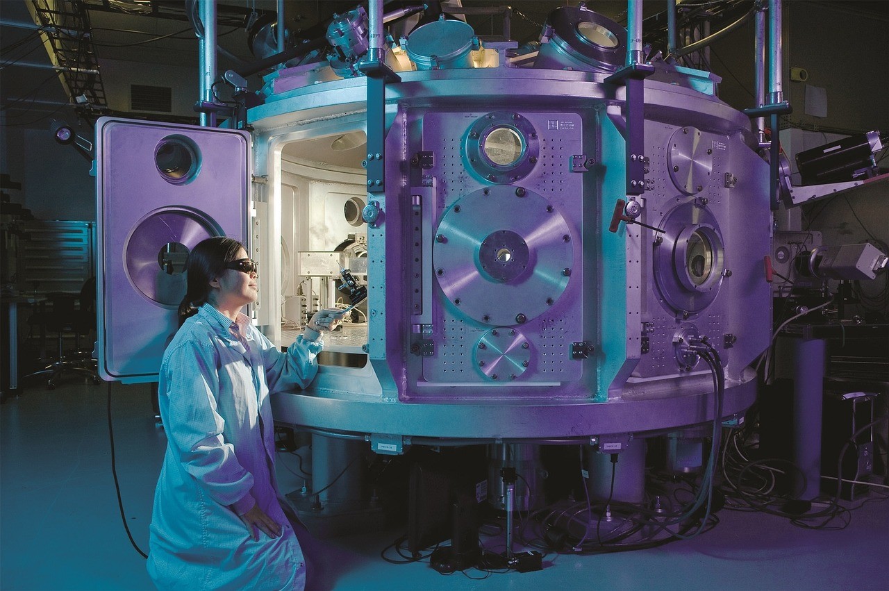 This is an image of a machine which is part of the technology exhibition