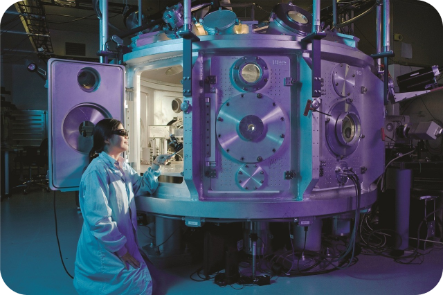 This is an image of a machine which is part of the technology exhibition